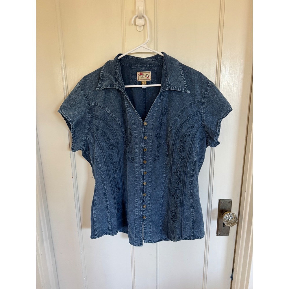Scully denim embroidered top size xxl/2xl